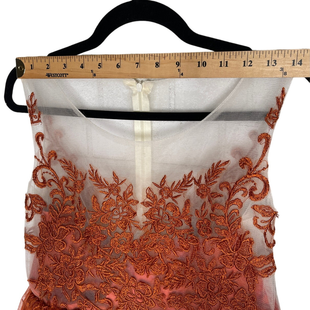 Vintage 1950s Embroidered Tulle Ballgown Couture Prom Dress Orange MINT Size 4 - Picture 12 of 15